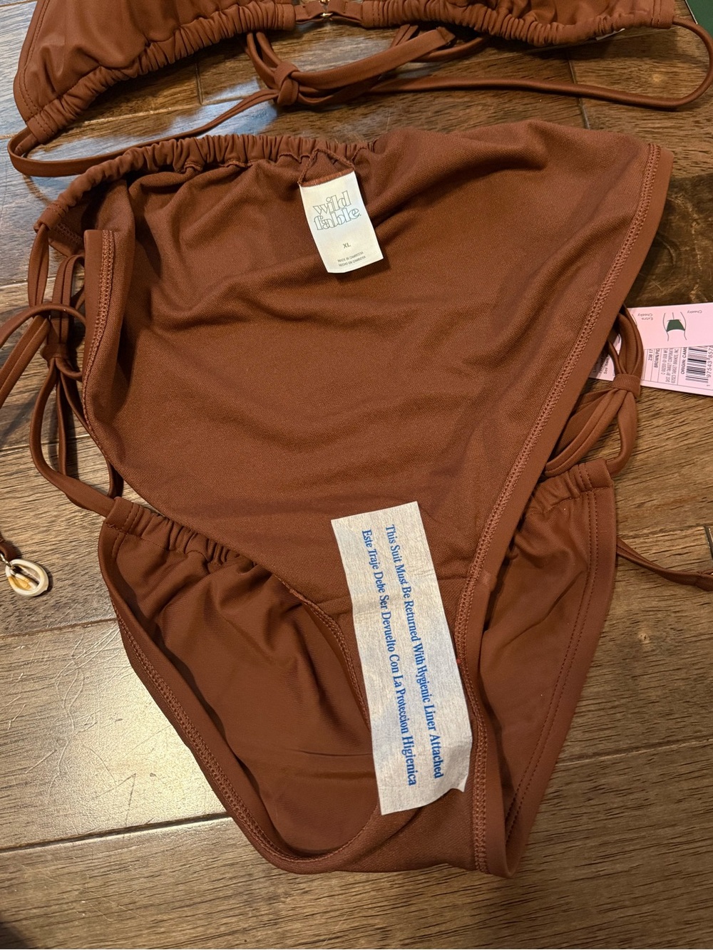 Wild Fable Brown Shell Detail Triangle Bikini Set NWT XL Women’s Swimwear - Picture 5 of 7
